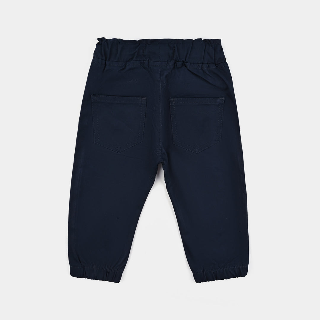 Infant Girls Cotton Twill Pant Cute Bunny-Navy Blue