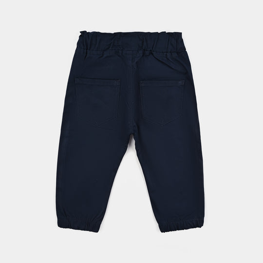 Infant Girls Cotton Twill Pant Cute Bunny-Navy Blue