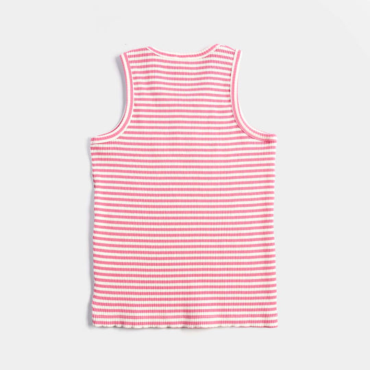 Girls Cotton Jersey Sando -Red/White