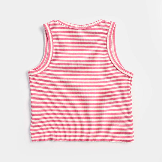 Infant Girls Cotton Jersey Sando-Red/White