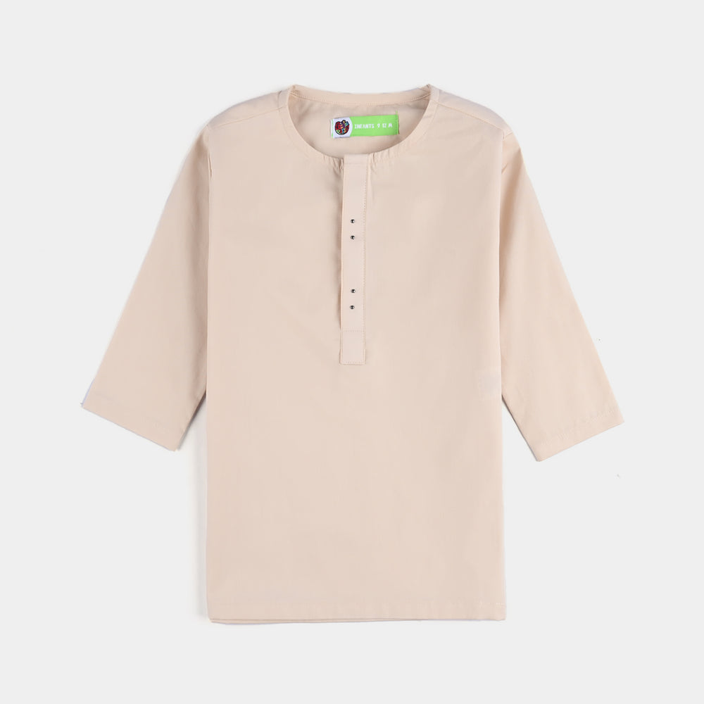 Infant Boys Cotton Poplin 3 Piece Suit (Puff Print)-BEIGE