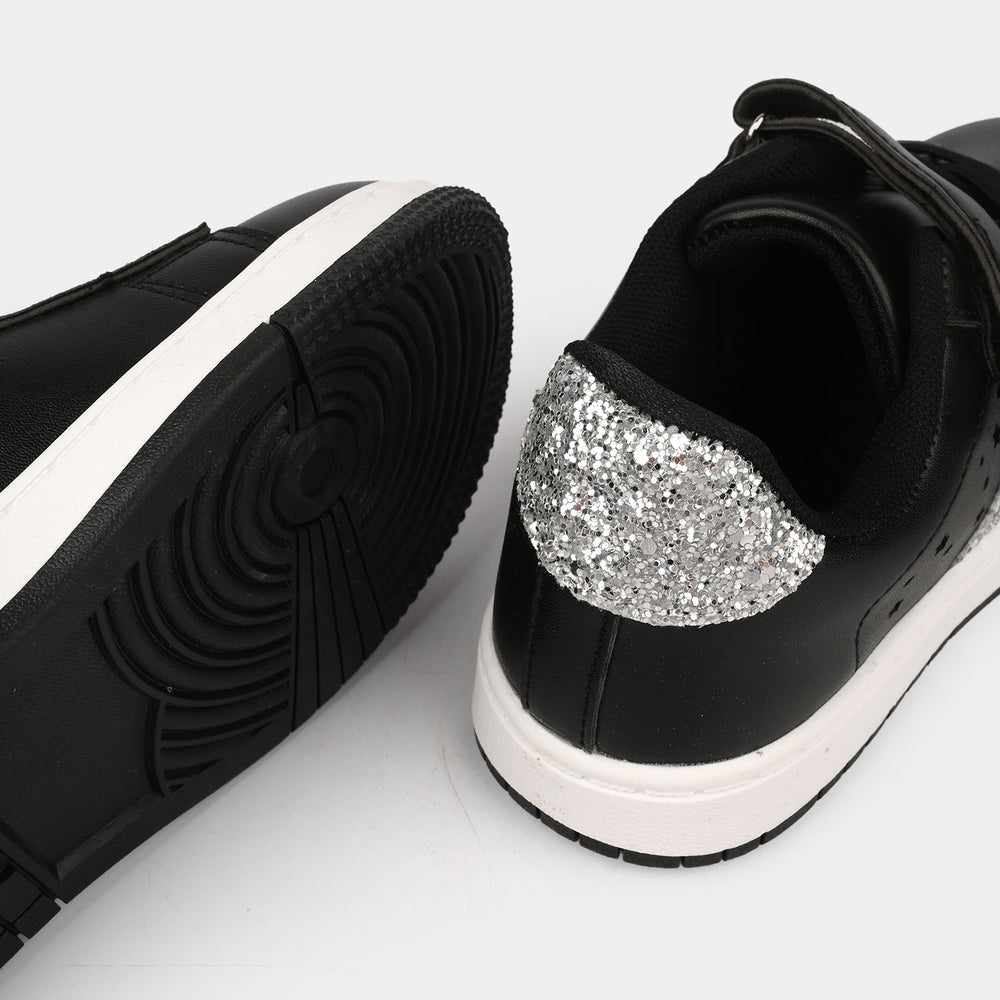 Girls Sneaker 126-3-Black/Silver
