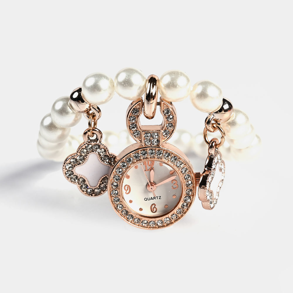 Stylish Pearl Bracelet Watch for Girls