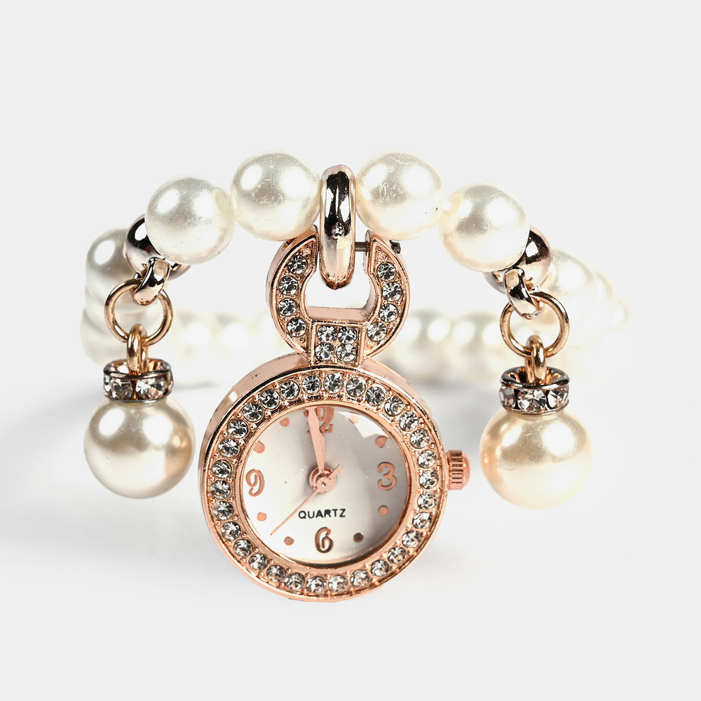 Stylish Pearl Bracelet Watch for Girls