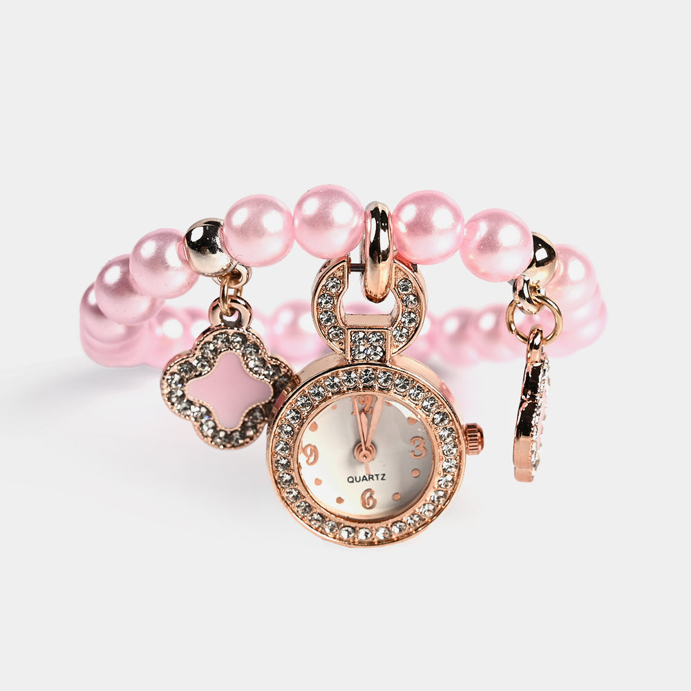 Stylish Pearl Bracelet Watch for Girls