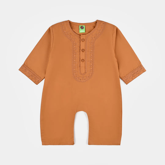Infant Boys Poly Viscose Romper Dessert Kandora-Mustard