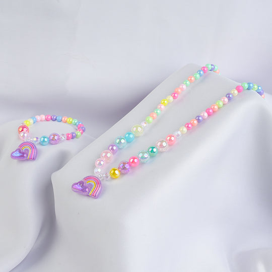 GIRLS CHARM BEADED NECKLACE & BRACELET
