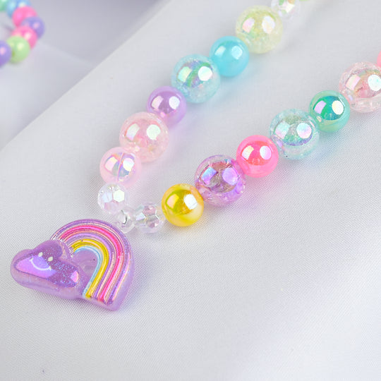 GIRLS CHARM BEADED NECKLACE & BRACELET