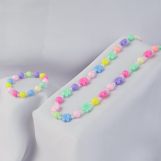 GIRLS CHARM BEADED NECKLACE & BRACELET