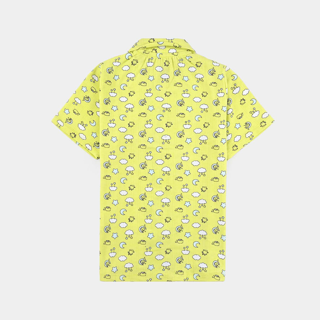 Girls Drop needle Knitted Nightwear Clouds-Printed