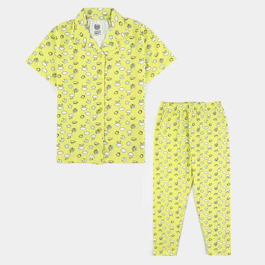 Girls Drop needle Knitted Nightwear Clouds-Printed