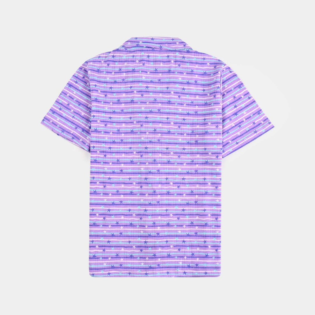 Girls Drop needle Knitted Nightwear-Striper