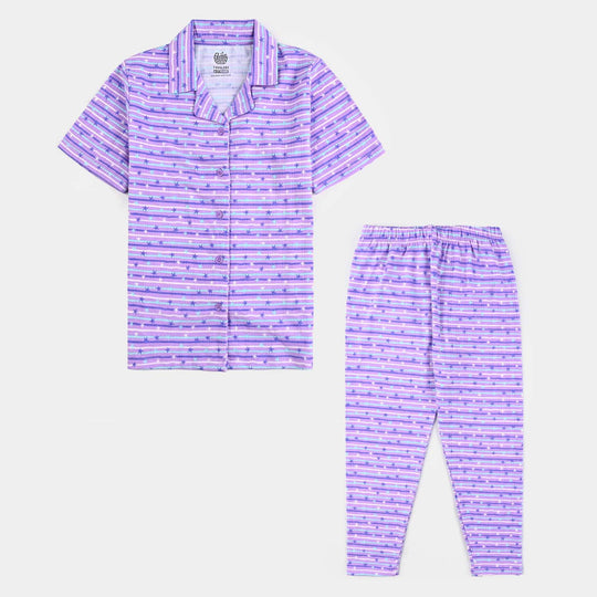 Girls Drop needle Knitted Nightwear-Striper