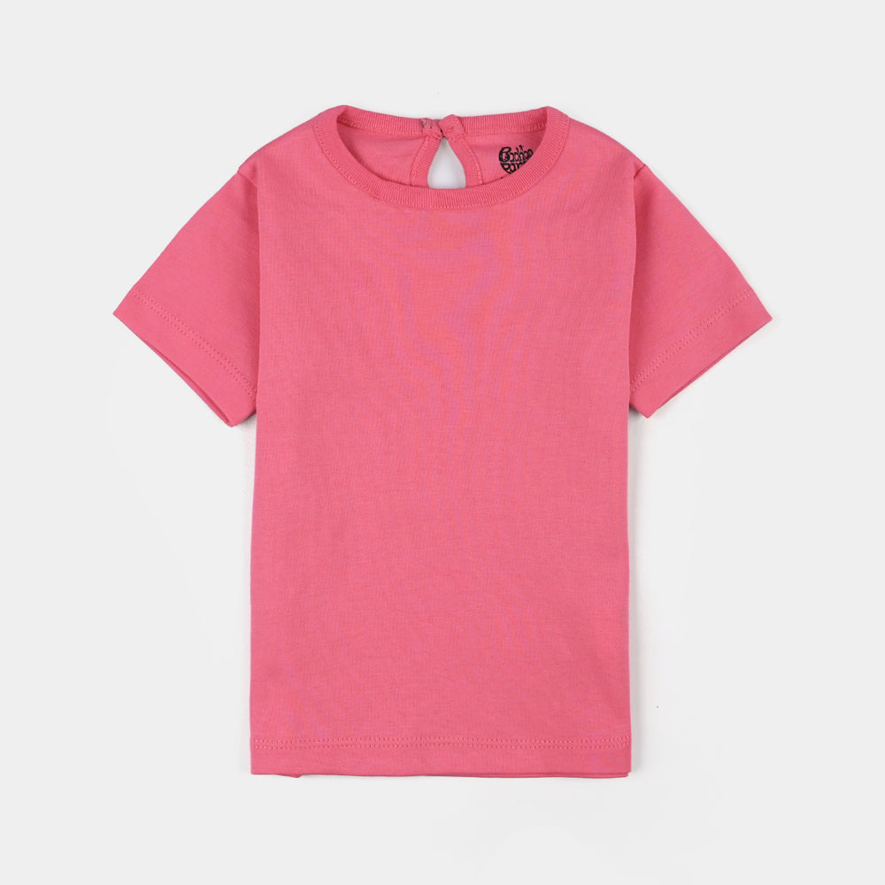 Infant Girls Cotton Jersey T-Shirt Basic - Hot Pink