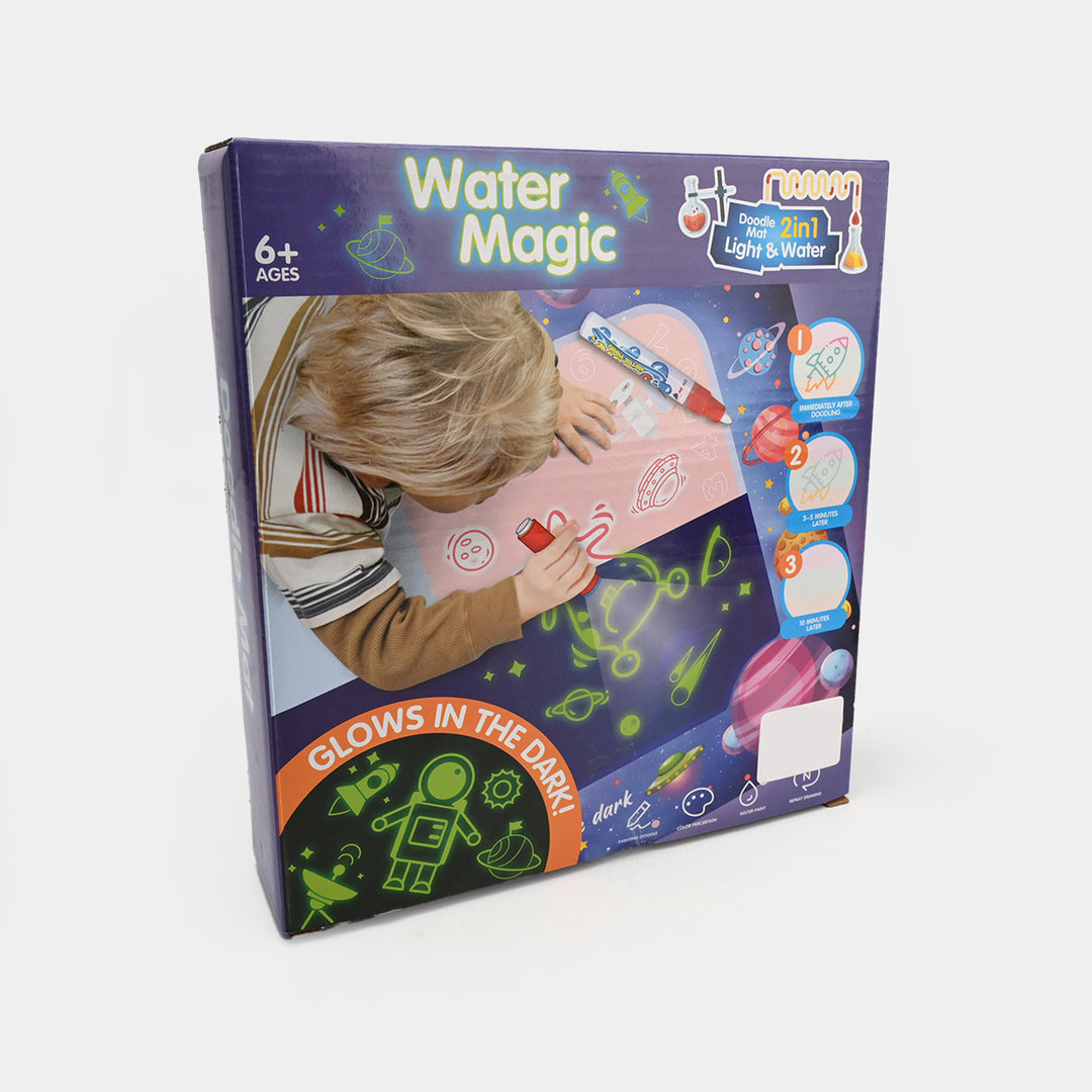 2-in-1 Space-Themed Doodle Mat – Light & Water Drawing Surface for Kids
