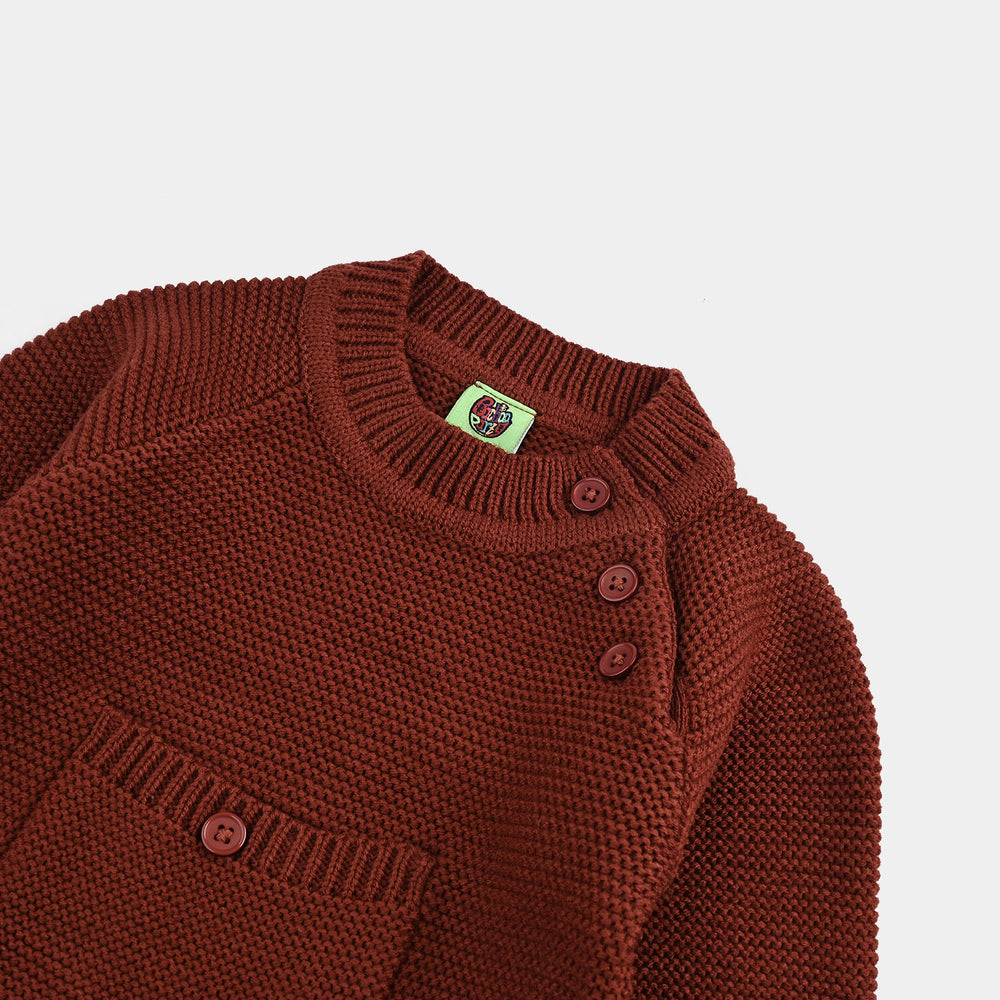 Infant Boys Acrylic Romper-Pocket-D.Rust