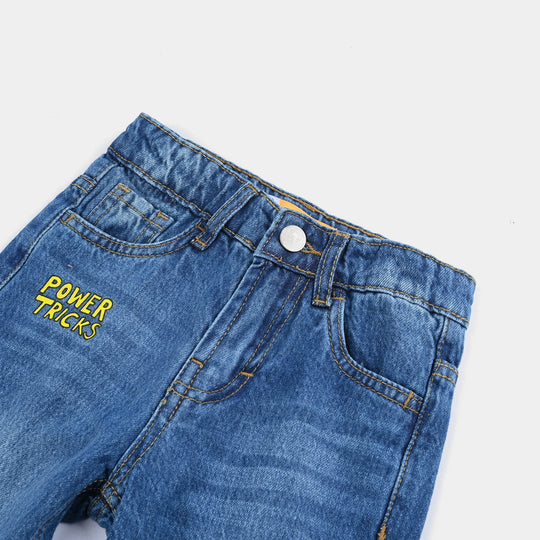 Boys Denim Stretch Short Tricks-Mid Blue