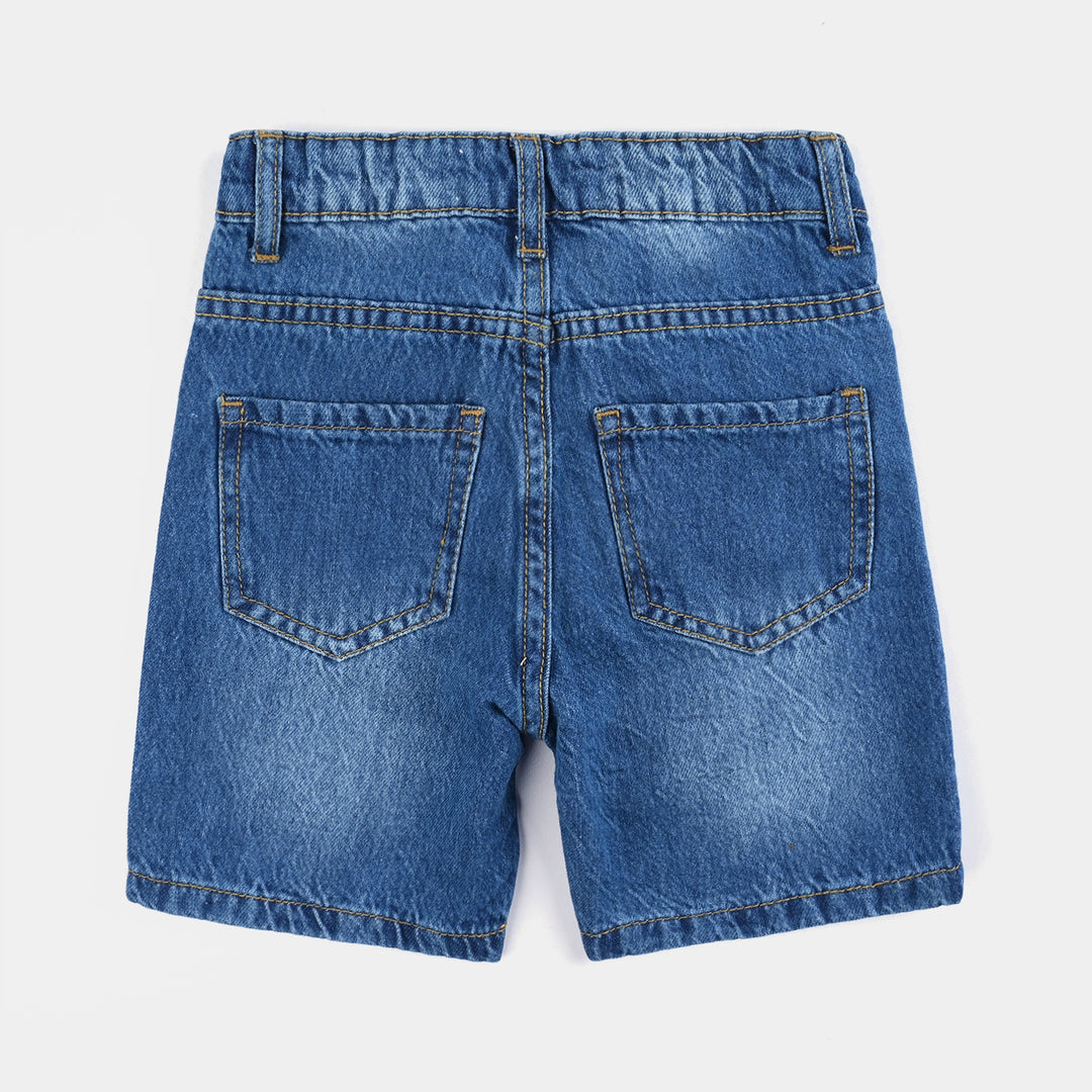 Boys Denim Stretch Short Tricks-Mid Blue