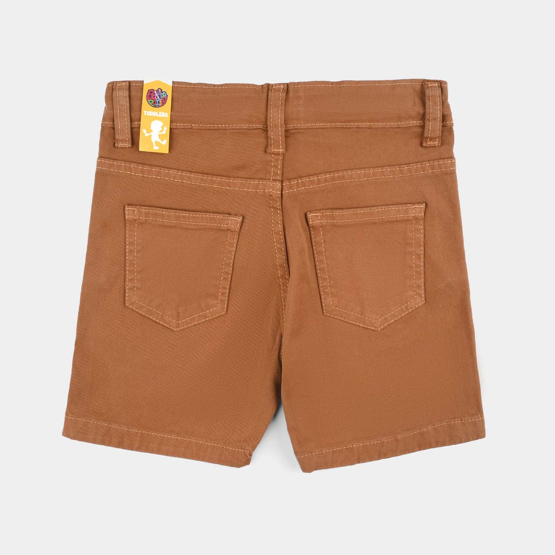 Boys Denim Stretch Twill Short Basic-BROWN