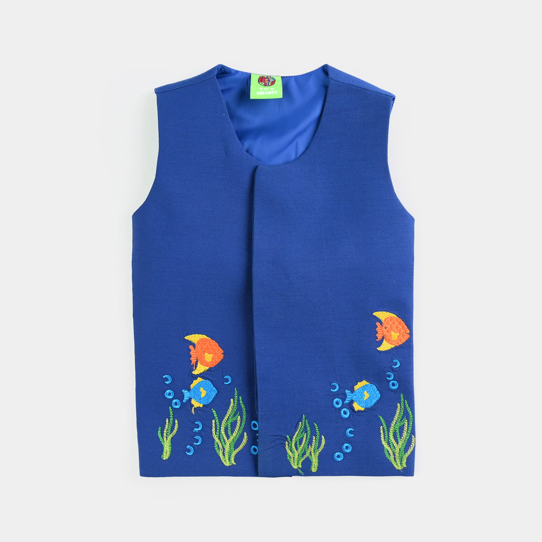 Infant Boys Cotton Poplin 3 Piece Suit (Fishes) - Blue