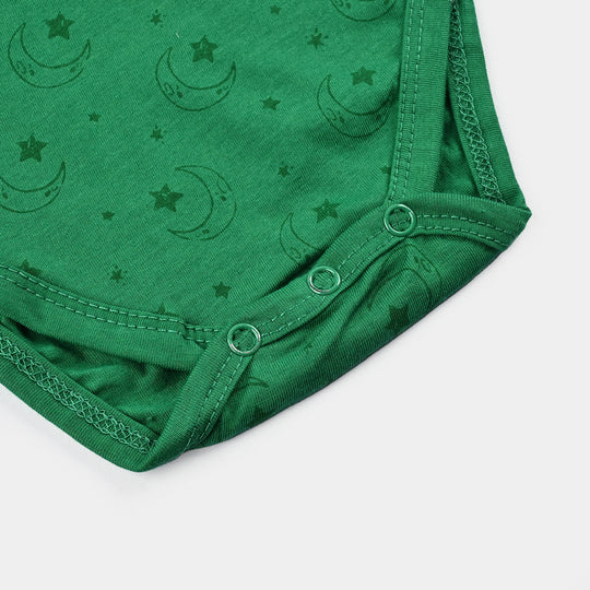 Infant Unisex Poly Cotton Jersey Basic Romper LITTLE STAR-Joly Green