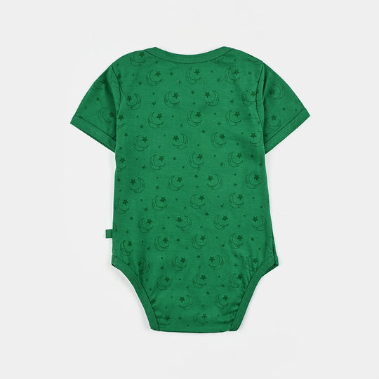 Infant Unisex Poly Cotton Jersey Basic Romper LITTLE STAR-Joly Green