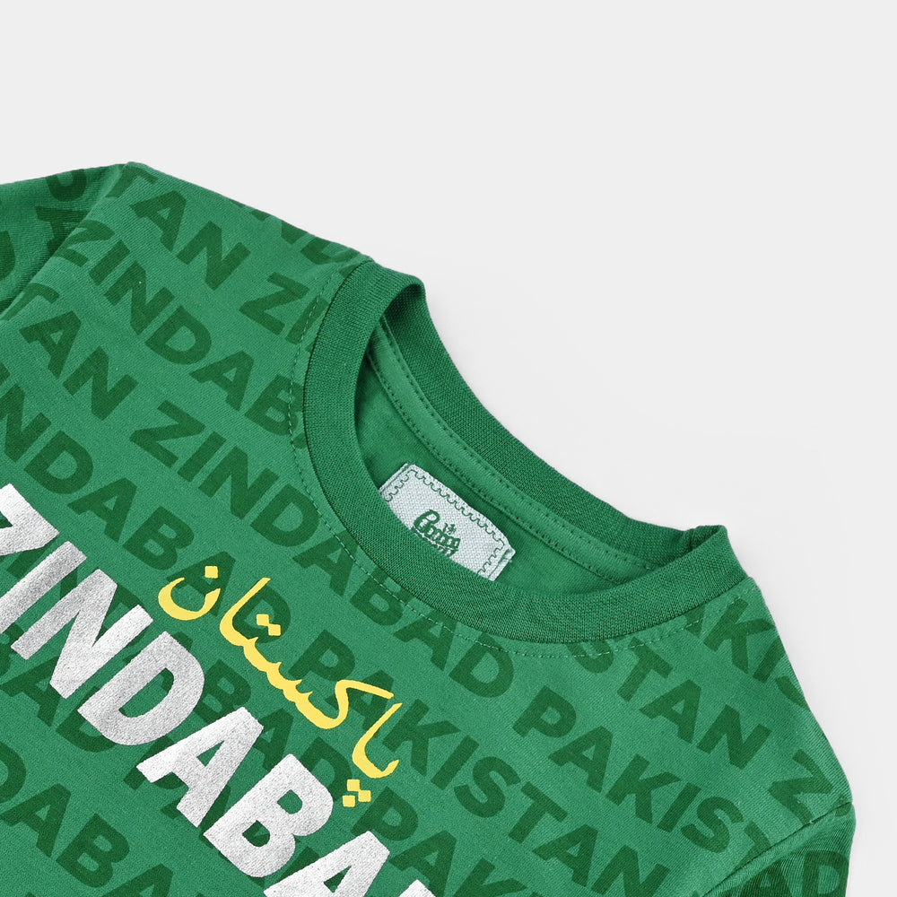 Boys Poly Cotton Jersey T-Shirts H/S Pakistan Zindabad-Joly Green