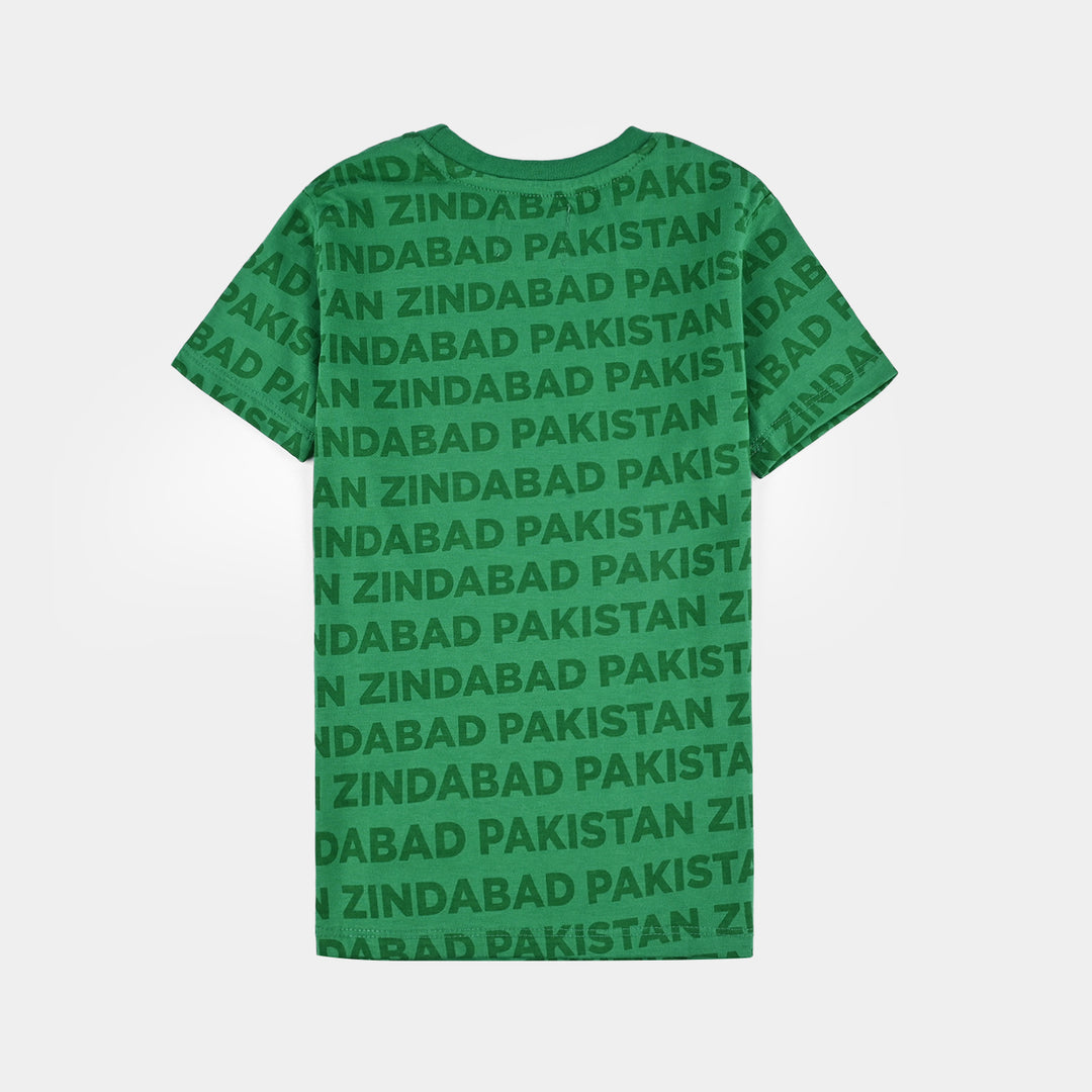 Boys Poly Cotton Jersey T-Shirts H/S Pakistan Zindabad-Joly Green