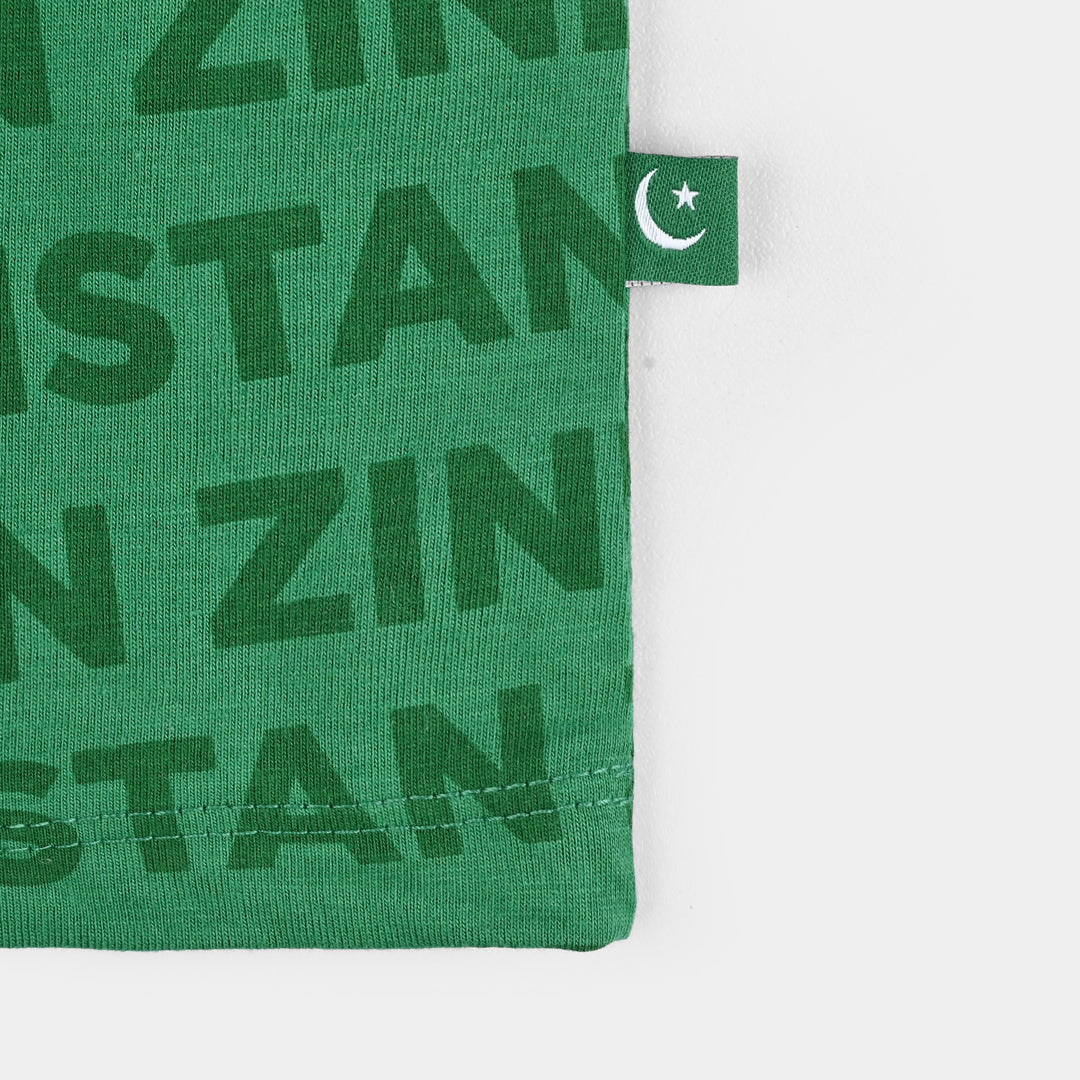 Boys Poly Cotton Jersey T-Shirts H/S Pakistan Zindabad-Joly Green