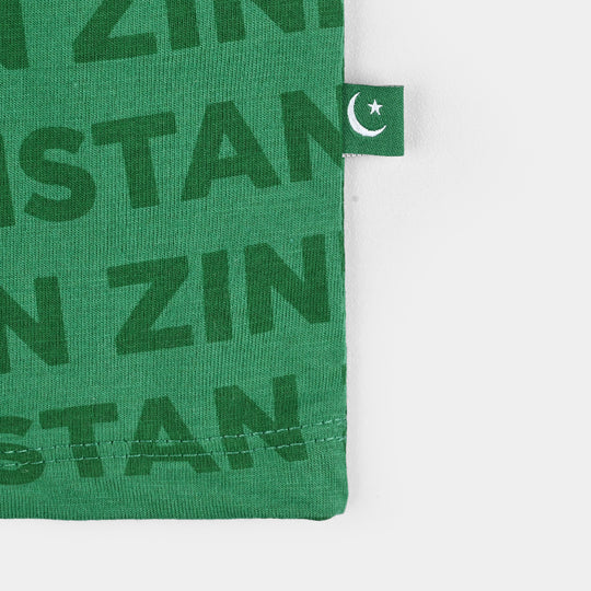 Boys Poly Cotton Jersey T-Shirts H/S Pakistan Zindabad-Joly Green