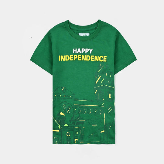 Boys Poly Cotton Jersey T-Shirt H/S HAPPY INDEPENDENCE-Joly Green