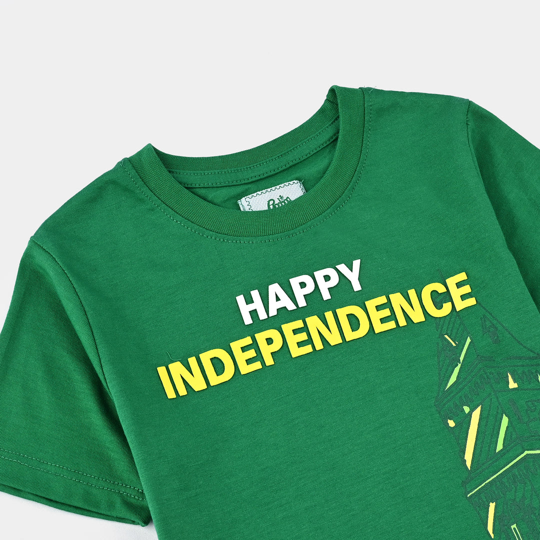 Boys Poly Cotton Jersey T-Shirt H/S HAPPY INDEPENDENCE-Joly Green