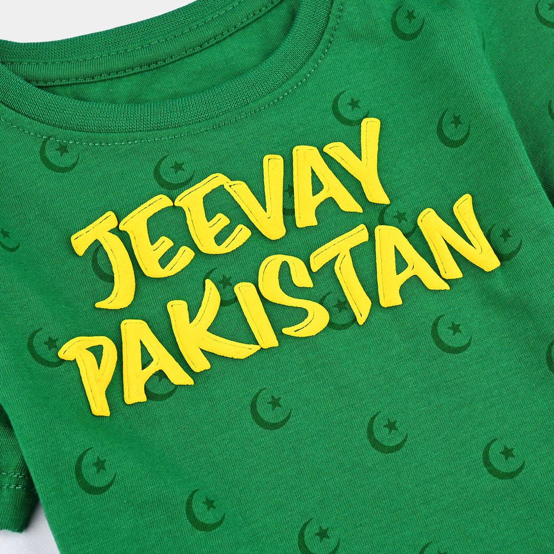 Infant Boys Poly Cotton Jersey Knitted Suit JEEVAY PAKISTAN-Joly Green