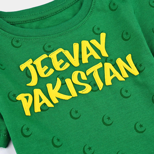 Infant Boys Poly Cotton Jersey Knitted Suit JEEVAY PAKISTAN-Joly Green