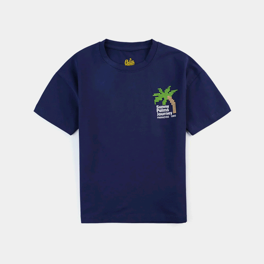 Boys Lycra Jersey T-Shirt HS Sunny Palm Journey-NAVY