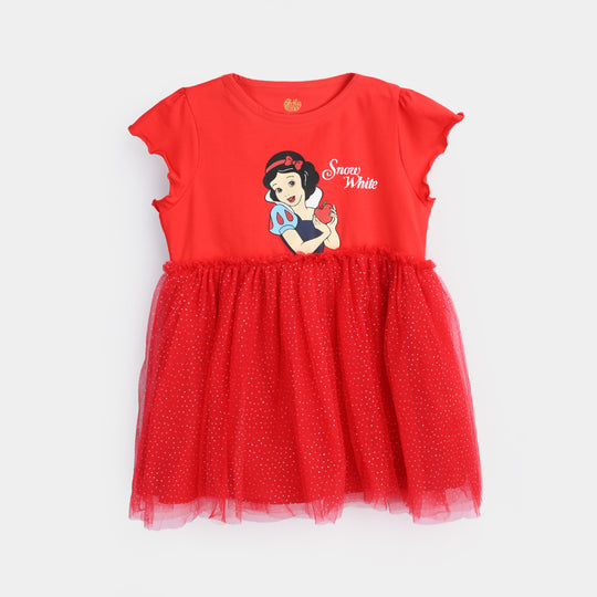 Girls Lycra Jersey Frock-RED