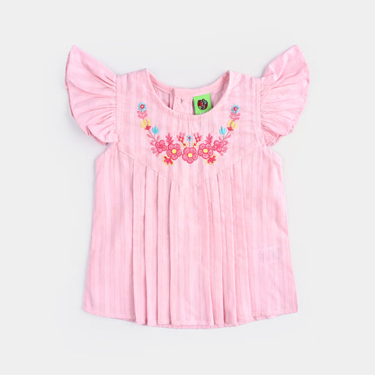 Infant Girls Cotton 2 PC Pleat Style-LT.Pink