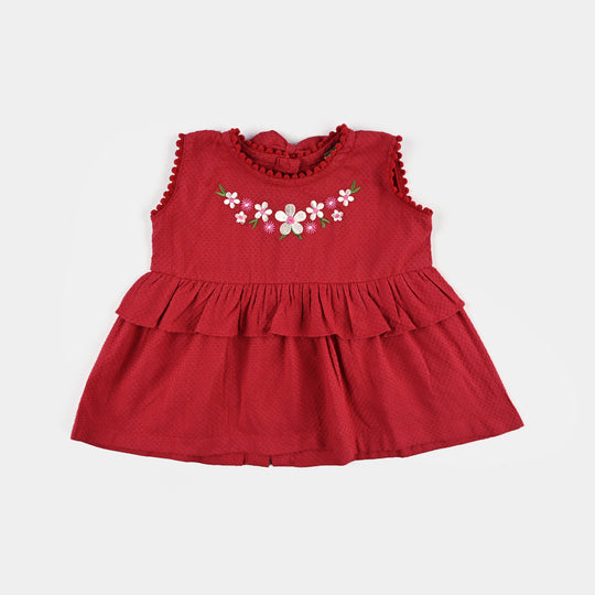 Infant Girls Dobby 2 PC Red Crescent-RED