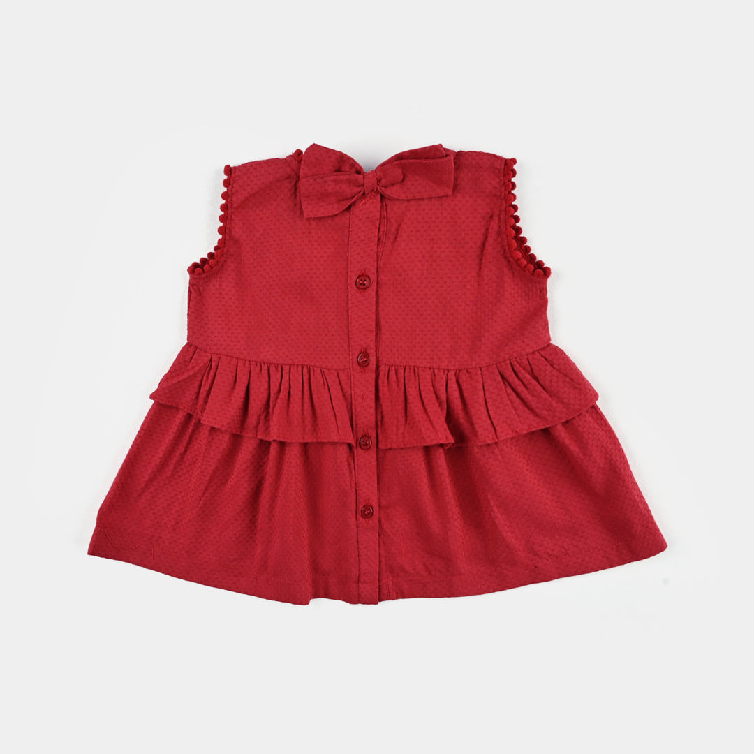 Infant Girls Dobby 2 PC Red Crescent-RED