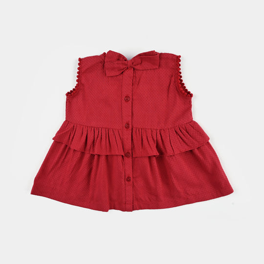 Infant Girls Dobby 2 PC Red Crescent-RED