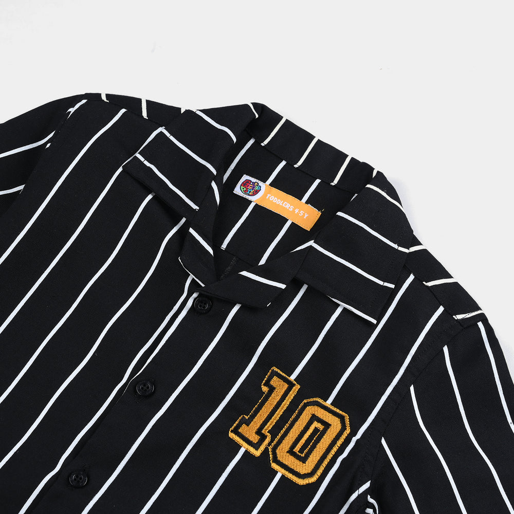 Boys Oxford Casual Shirt (Base Ball)-BLACK