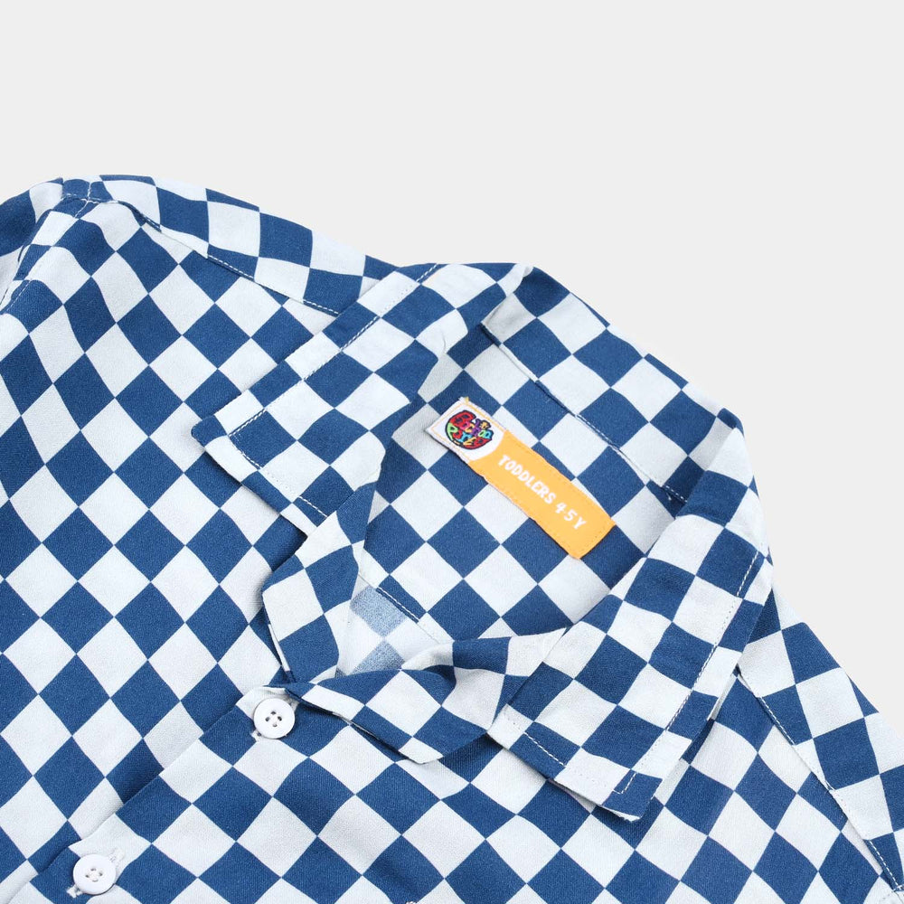 Boys Viscose Casual Shirt H/S (Beach Day)-BLUE