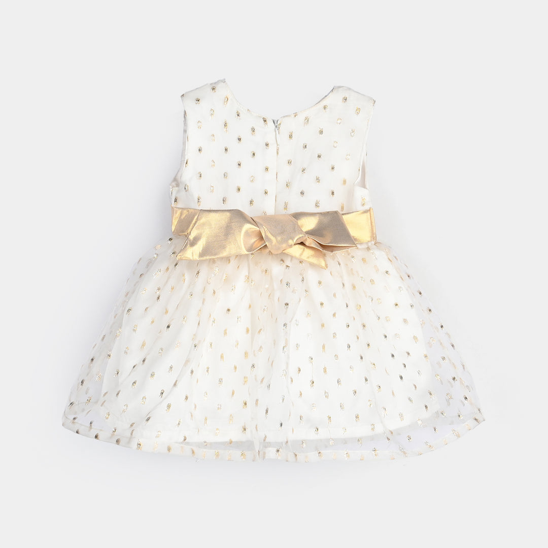 Infant Girls Organza Frock Grace-White.Gold