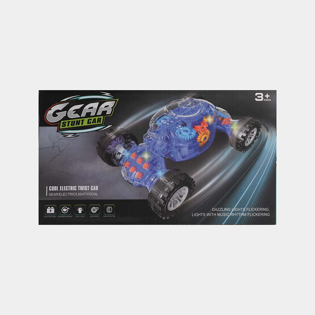 Transparent Gear Car Toy with 3D Light For Kids