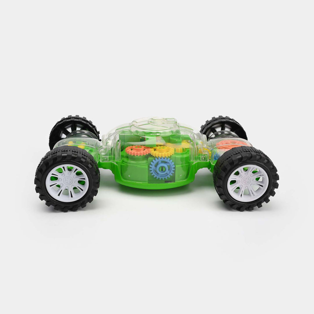 Transparent Gear Car Toy with 3D Light For Kids
