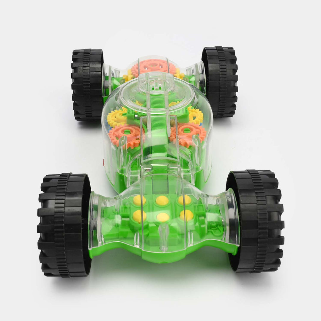 Transparent Gear Car Toy with 3D Light For Kids