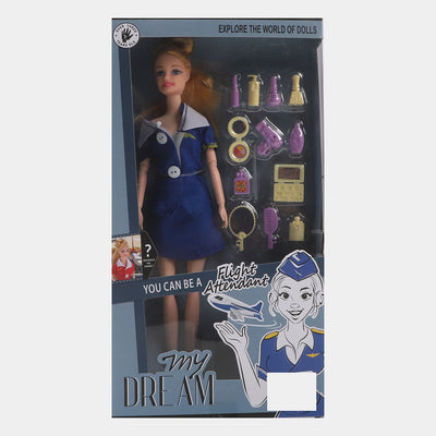 Flight Attendant Doll Play Set For Girls