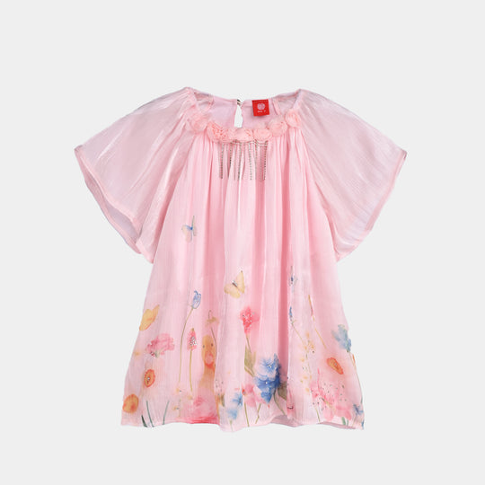 Girls Chiffon Top-Peach