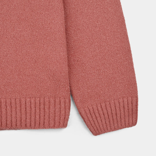 Girls Feather yarn Sweater-Coral Pink