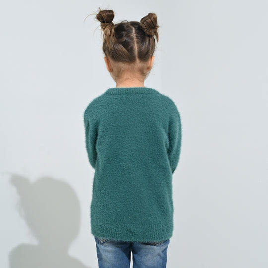 Girls Feather yarn Sweater-Mint.Blue